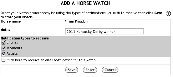 Daily Racing Form Watch List