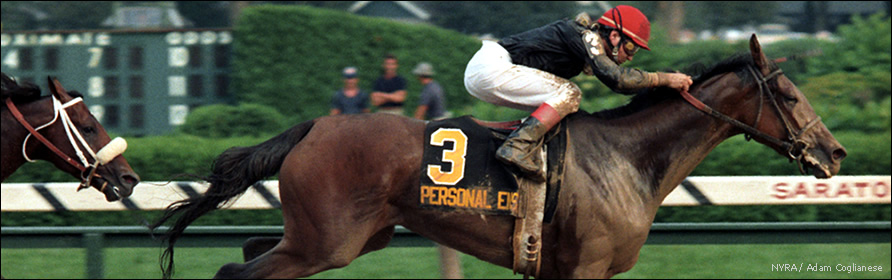 Personal Ensign winning the Whitney at Saratoga.